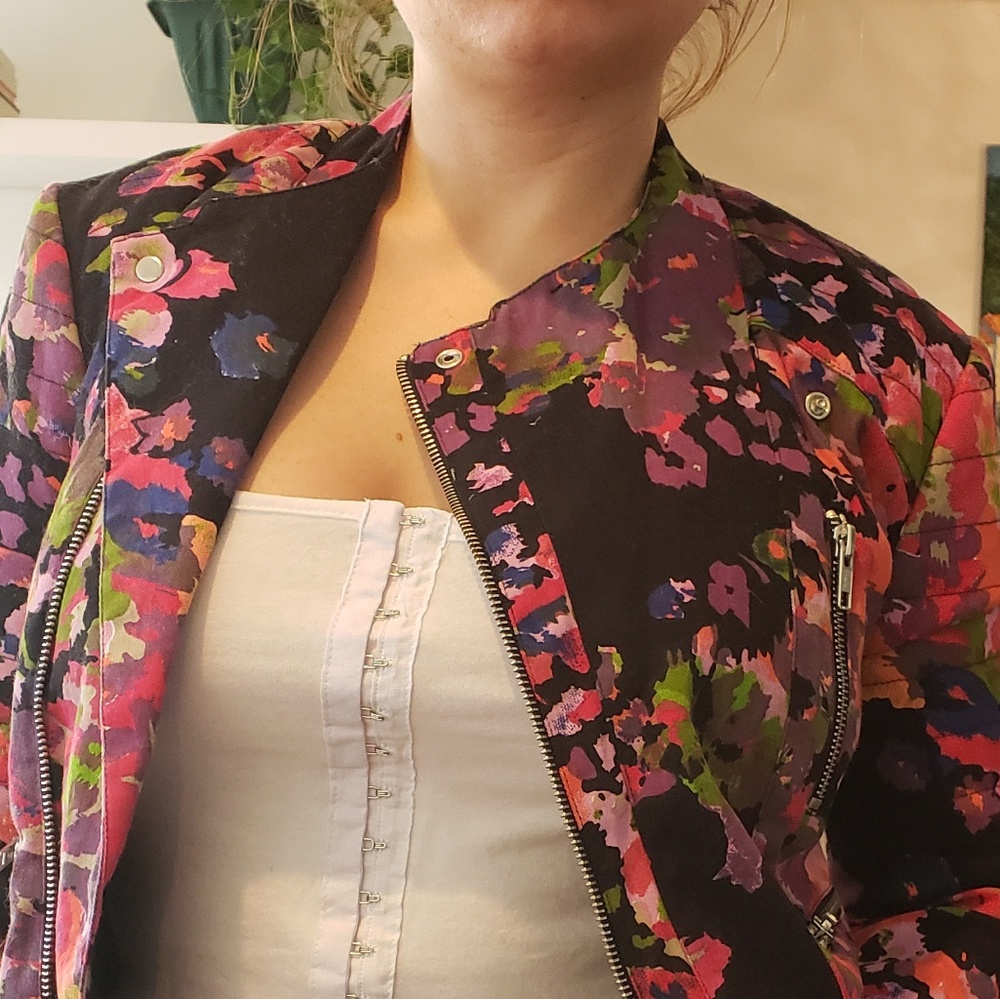 Floral Cotton  motorcycle jacket - Picture 3 of 9
